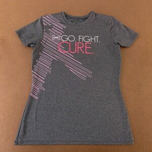 Under Armour HeatGear Womens XS Semi-Fitted Gray Go Fight Cure Short Sleeve Tee